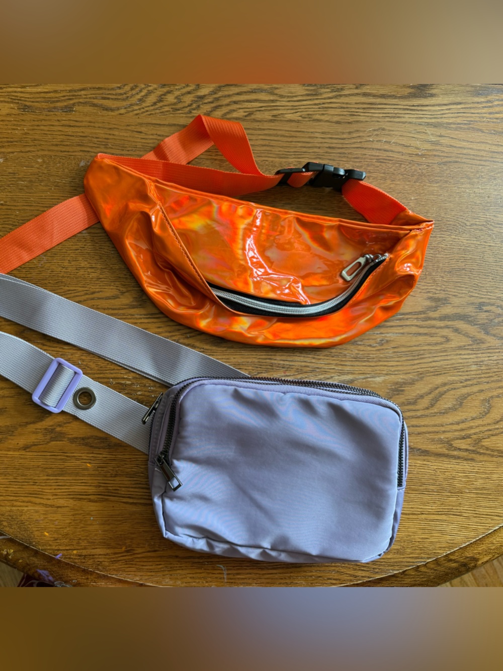 Orange Iridescent and Light Gray Crossbody Sling Bags - Fanny Packs Bundle